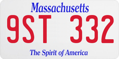 MA license plate 9ST332
