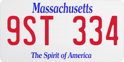 MA license plate 9ST334