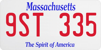 MA license plate 9ST335
