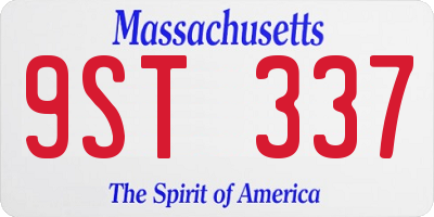 MA license plate 9ST337