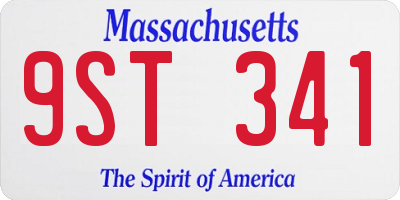 MA license plate 9ST341