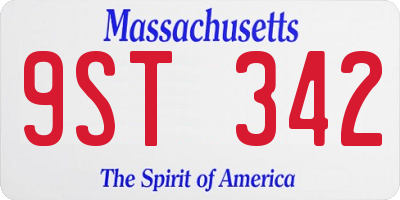 MA license plate 9ST342