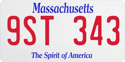 MA license plate 9ST343