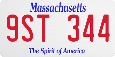 MA license plate 9ST344