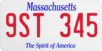 MA license plate 9ST345