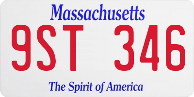 MA license plate 9ST346