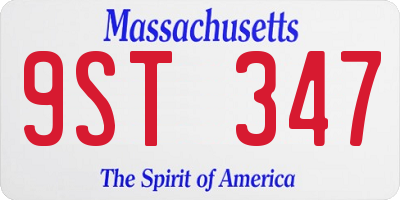 MA license plate 9ST347