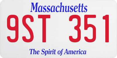 MA license plate 9ST351
