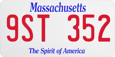 MA license plate 9ST352