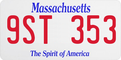 MA license plate 9ST353