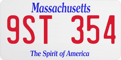 MA license plate 9ST354