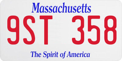 MA license plate 9ST358