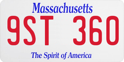MA license plate 9ST360