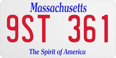 MA license plate 9ST361