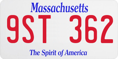 MA license plate 9ST362