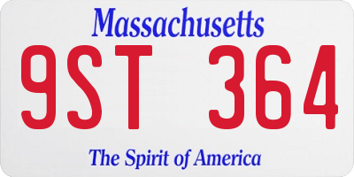 MA license plate 9ST364