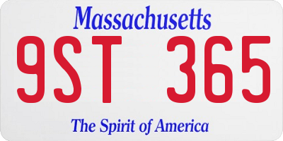 MA license plate 9ST365