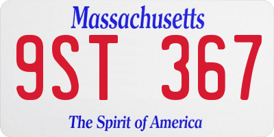 MA license plate 9ST367