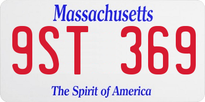 MA license plate 9ST369