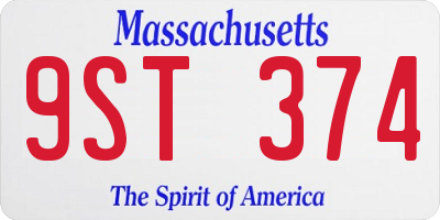 MA license plate 9ST374