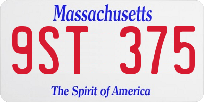 MA license plate 9ST375