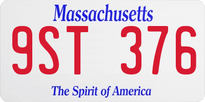 MA license plate 9ST376
