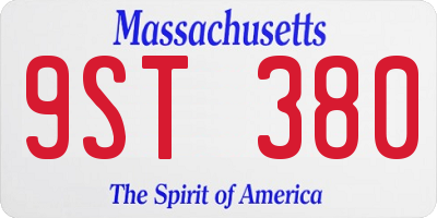 MA license plate 9ST380