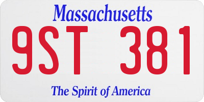MA license plate 9ST381