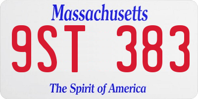 MA license plate 9ST383