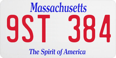 MA license plate 9ST384