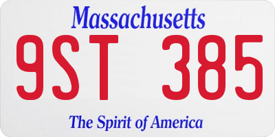 MA license plate 9ST385