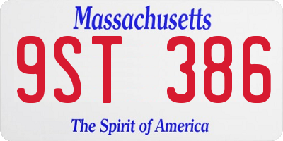 MA license plate 9ST386
