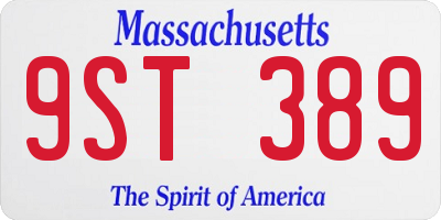MA license plate 9ST389