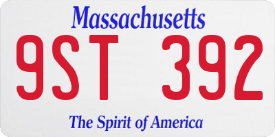MA license plate 9ST392