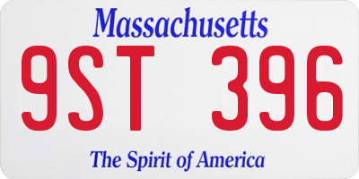 MA license plate 9ST396
