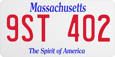 MA license plate 9ST402