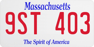 MA license plate 9ST403