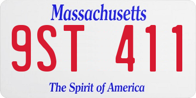 MA license plate 9ST411