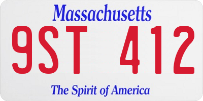 MA license plate 9ST412
