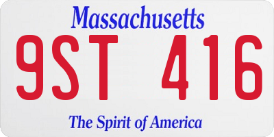 MA license plate 9ST416