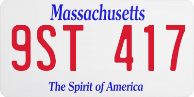 MA license plate 9ST417