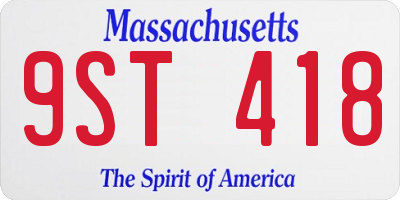 MA license plate 9ST418