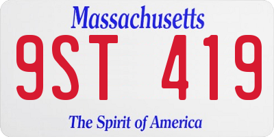 MA license plate 9ST419