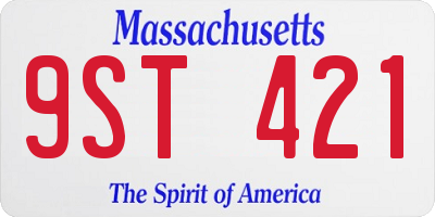 MA license plate 9ST421