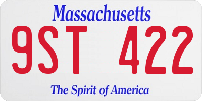 MA license plate 9ST422