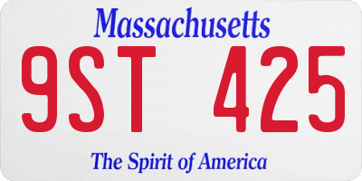 MA license plate 9ST425