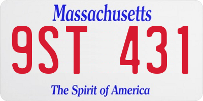 MA license plate 9ST431