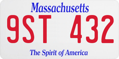 MA license plate 9ST432