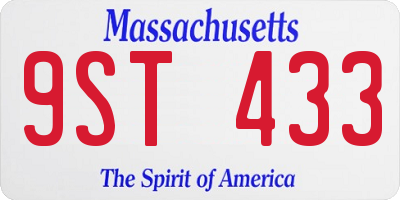 MA license plate 9ST433