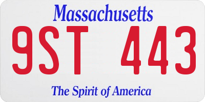 MA license plate 9ST443